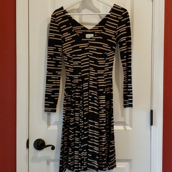 Brand New Anthropologie HD in Paris Black & Beige Dress - Size Small - Picture 4 of 7
